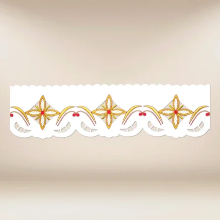 Embroidered lace "Crosses in a Square" colorful