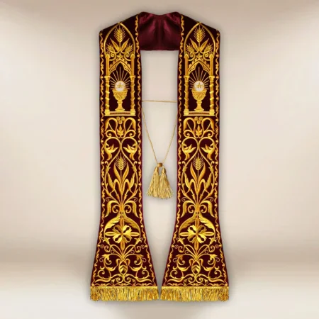 Embroidered Roman stole on plush "Chalice"
