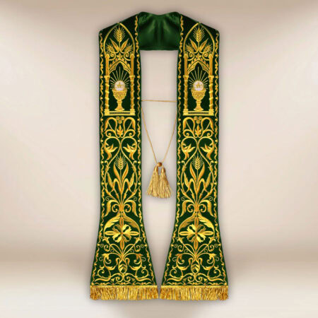 Embroidered Roman stole on plush "Chalice"