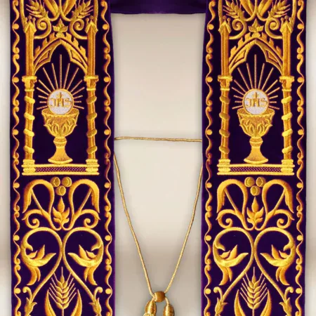 Embroidered Roman stole on plush "Chalice"