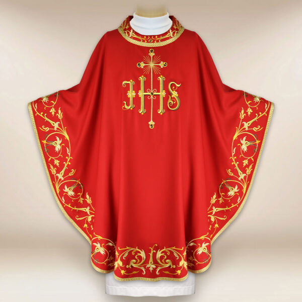 Embroidered Chasuble "Sacra Flora" Red