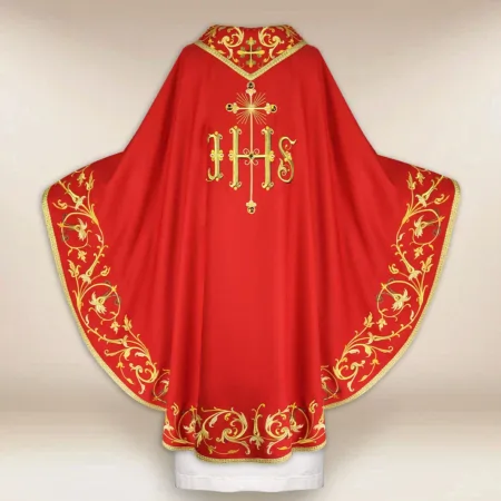 Embroidered Chasuble "Sacra Flora" Red