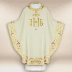 Embroidered Chasuble "Sacra Flora" ecru