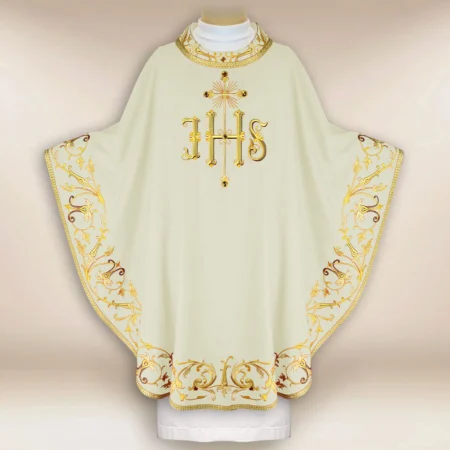 Embroidered Chasuble "Sacra Flora" ecru