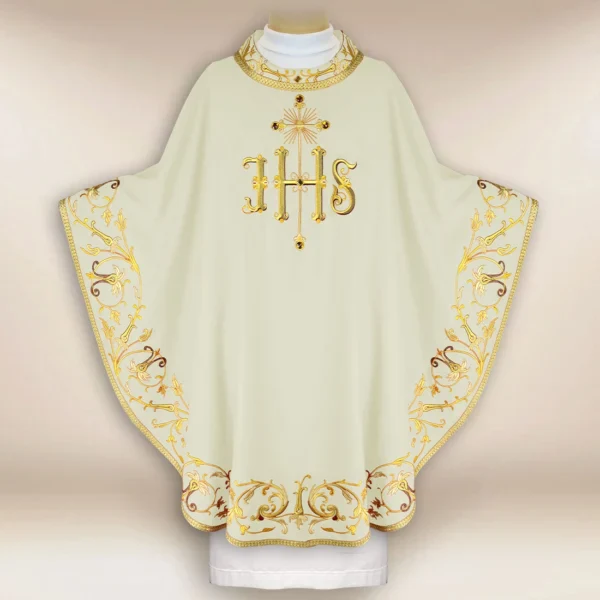 Embroidered Chasuble "Sacra Flora" ecru