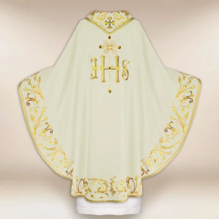Embroidered Chasuble "Sacra Flora" ecru