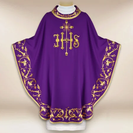 Embroidered Chasuble "Sacra Flora" Purple