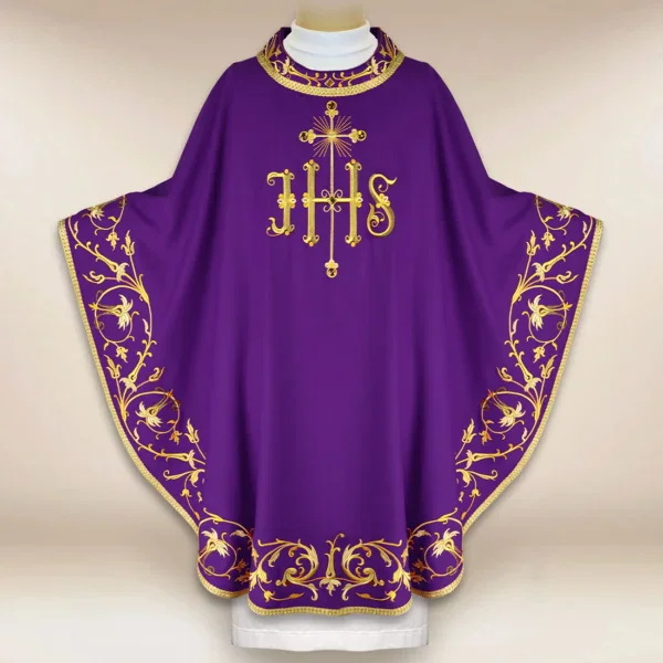 Embroidered Chasuble "Sacra Flora" Purple
