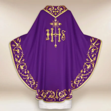 Embroidered Chasuble “Sacra Flora” Purple