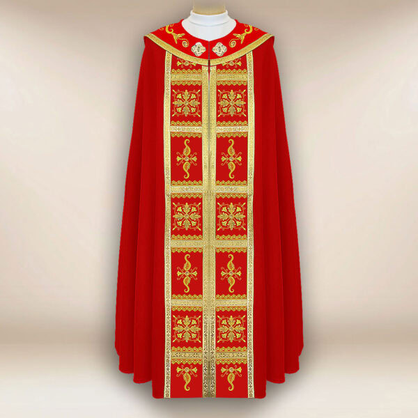 Embroidered cope "Brillante-Rosso"