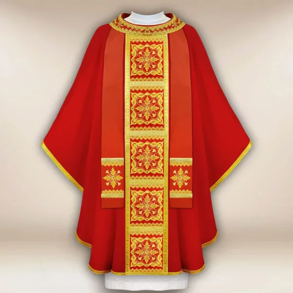 Embroidered chasuble "Brillante-Rosso"