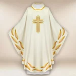 Embroidered Chasuble "Ombre Colorate" Ecru