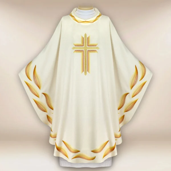 Embroidered Chasuble "Ombre Colorate" Ecru