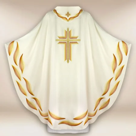 Embroidered Chasuble "Ombre Colorate" Ecru
