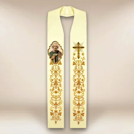 Embroidered Stole with Photographic Image of "St. Joseph the Worker"