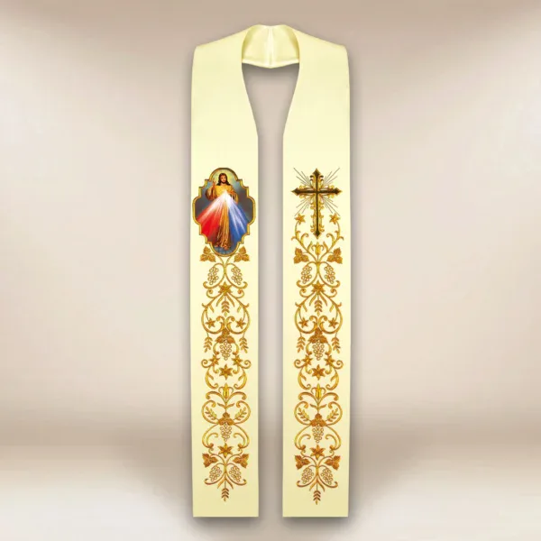 Embroidered Stole with Photographic Image "Merciful Jesus"