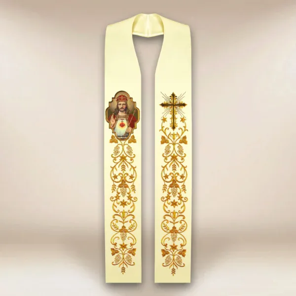 Embroidered Stole with Photographic Image of "Christ the King"