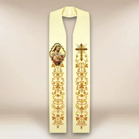 Embroidered Stole with Photographic Image of "Jesus the Good Shepherd"