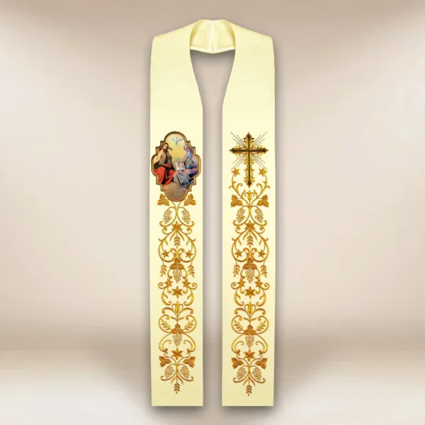Embroidered Stole with Photographic Image of the Holy Trinity