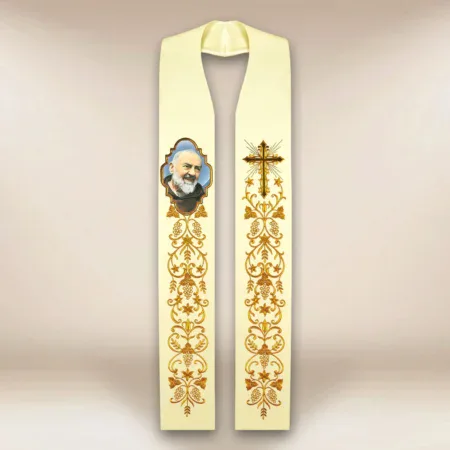 Embroidered Stole with Photographic Image of "St. Padre Pio"