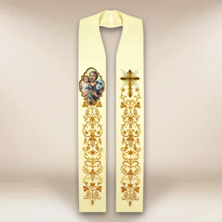 Embroidered Stole with Photographic Image "St. Joseph"
