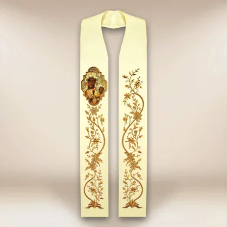Embroidered Stole with Photographic Image of "Our Lady of Częstochowa"