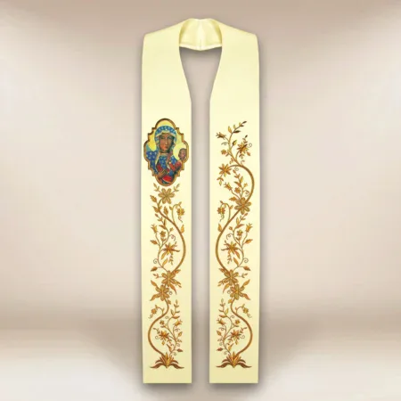 Embroidered Stole with Photographic Image of "Our Lady of Częstochowa"
