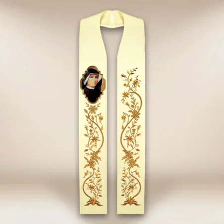 Embroidered Stole with Photographic Image of "St. Faustina"