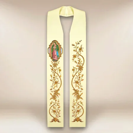 Embroidered stole with photographic image "Our Lady of Guadalupe"