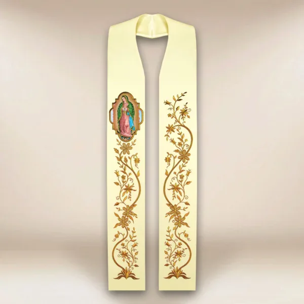 Embroidered stole with photographic image "Our Lady of Guadalupe"