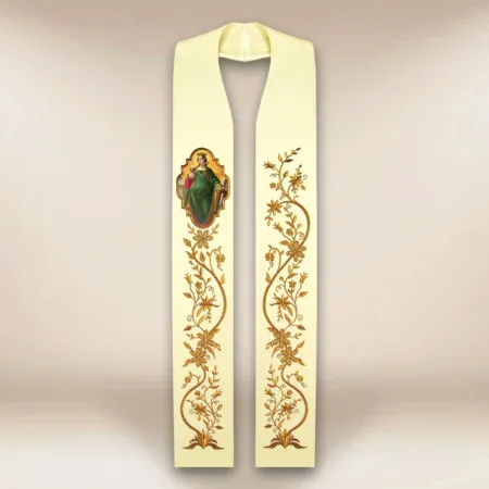 Embroidered stole with photographic image "St. Barbara"