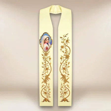 Embroidered stole with a photographic image of "Our Lady of Fatima"