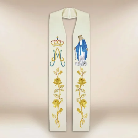 Embroidered stole "Our Lady of the Rosary"
