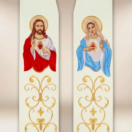 Embroidered stole “Heart of Jesus and Mary”