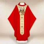 Embroidered chasuble with the image of the Ulma family