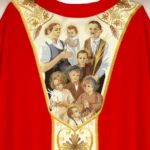 Embroidered chasuble with the image of the Ulma family