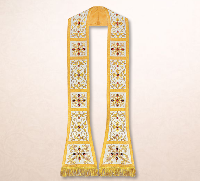 Embroidered Roman stola “Massimo-Bianco”