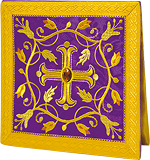 liturgical bursa embroidered with a Eucharistic ornament