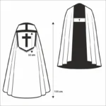 Ecru embroidered liturgical cape with the IHS symbol