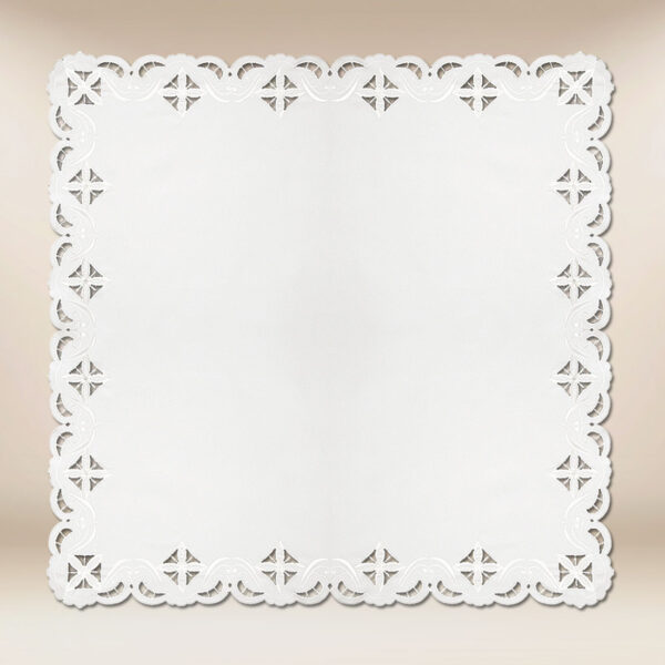 Embroidered napkin "Crosses in a Square" white 110X110