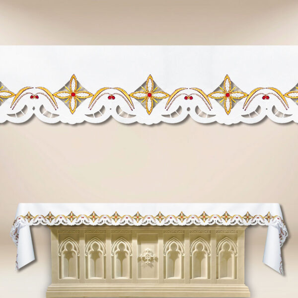 Embroidered Tablecloth "Crosses in a Square" Colorful - any size