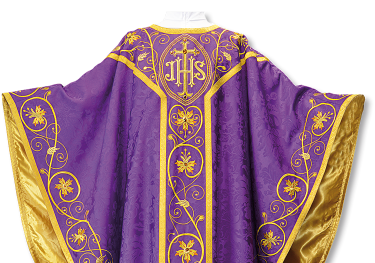 embroidered liturgical chasuble – back of the robe with Eucharistic ornamentation