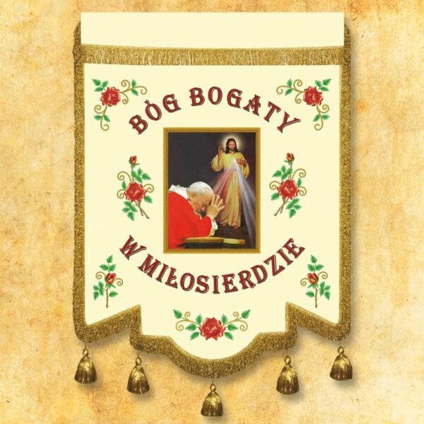 Church Banner Double-Sided St. John Paul II and Jesus the Merciful