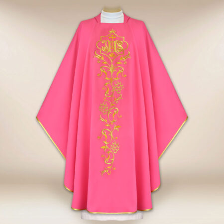 Ornat haftowany różowy “IHS”