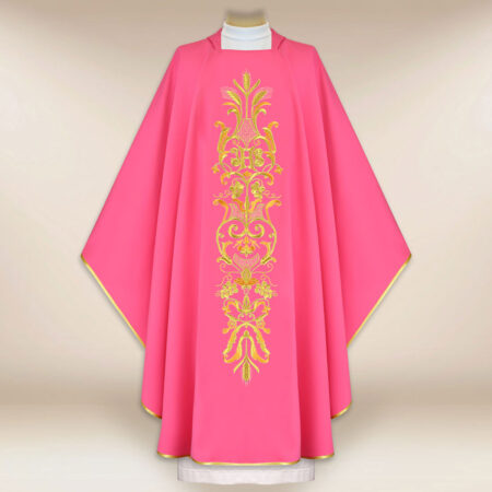 Ornat haftowany różowy “Kłosy i Winogrono”