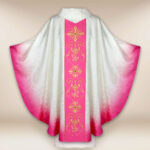 Chasuble with embroidered pink belt