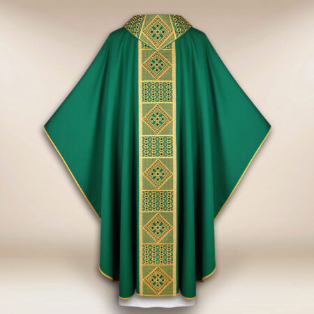 Green embroidered liturgical chasuble