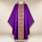 Purple embroidered liturgical chasuble