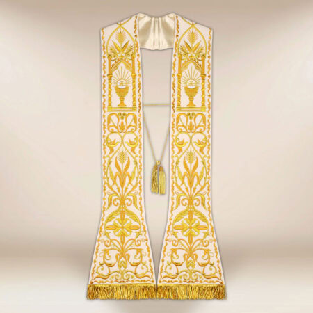 Stuła haftowana rzymska na pluszu “Kielich”