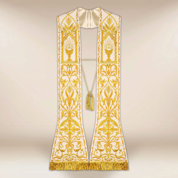 Stuła haftowana rzymska na pluszu “Kielich”